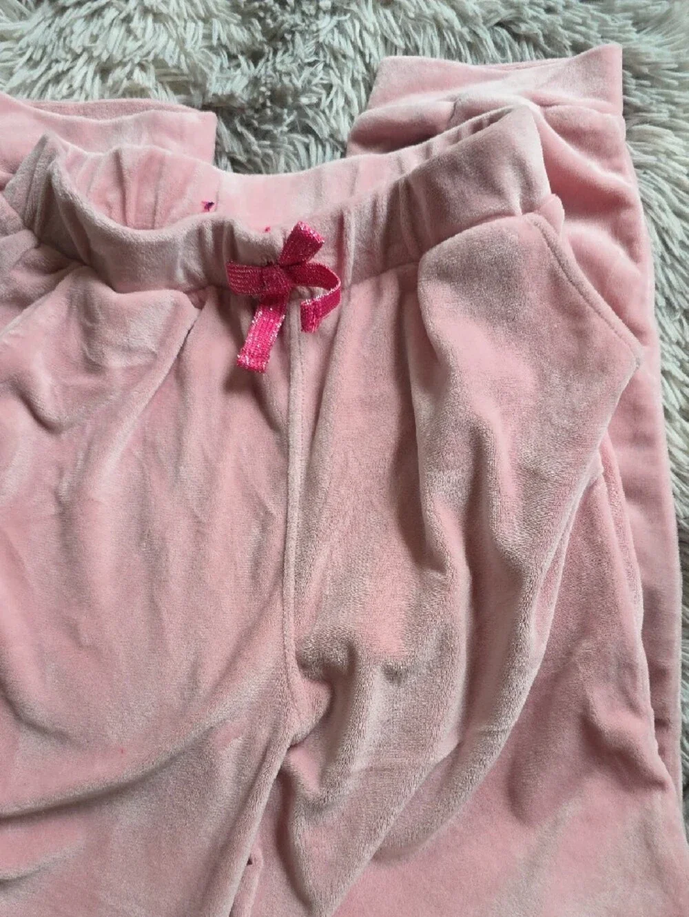Pink Bow Velour Loungewear Set